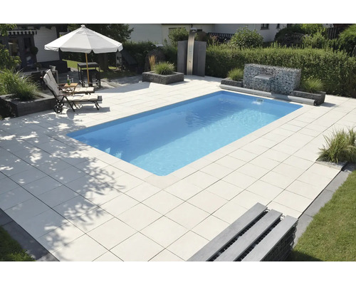 Zwembadrandsteen Aquitaine terrasaansluitplaat beton wit 49,5 x 48,5 x 3,2 cm