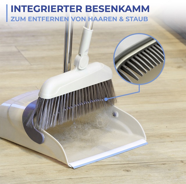 Maximex Kehrgarnitur »Modell Flexi« Komplett-Set 2 Stk. aus Edelstahl 180° drehbare Eck-Kehrgarnitur mit Teleskop-Stiel, rückenschonend