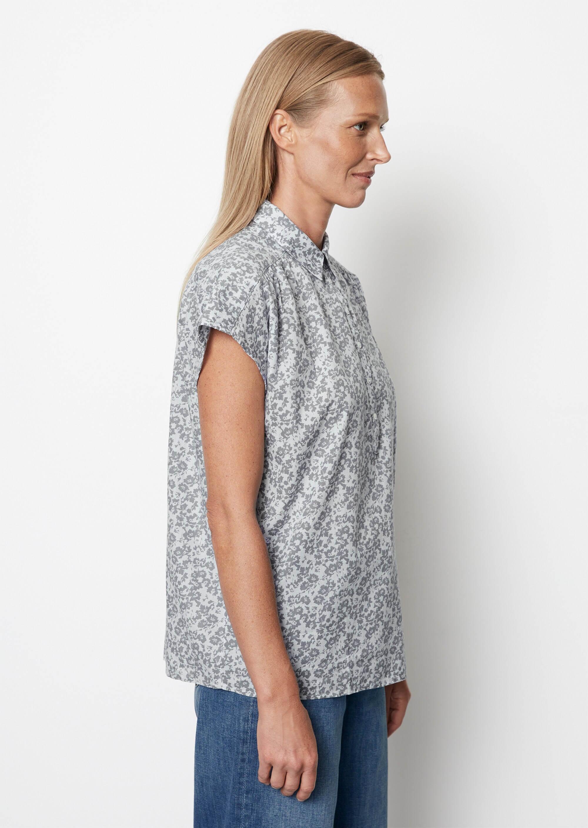Kurzarm-Bluse regularaus Silky-Touch-Baumwolle