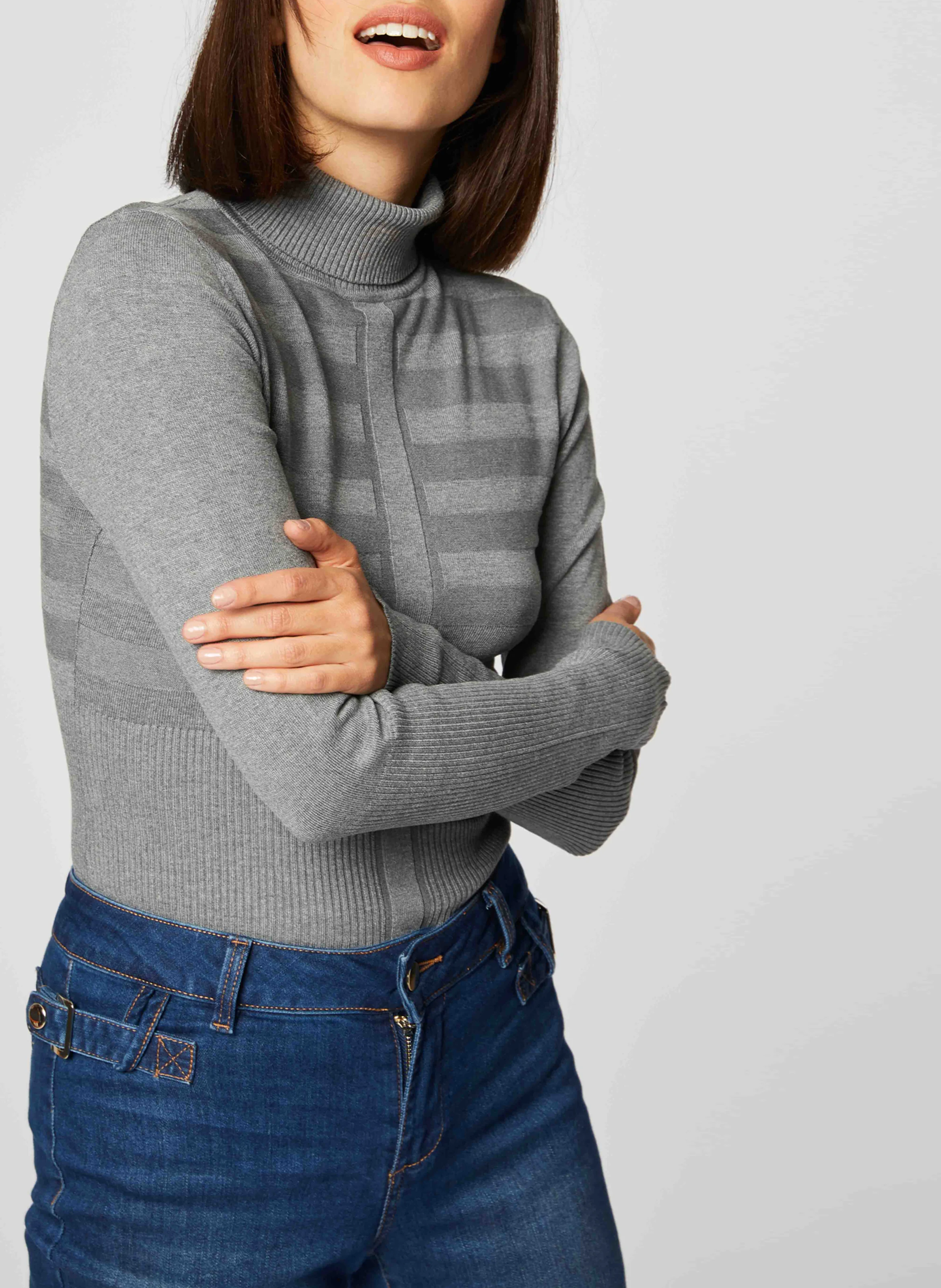 Pull col roulé | Gris