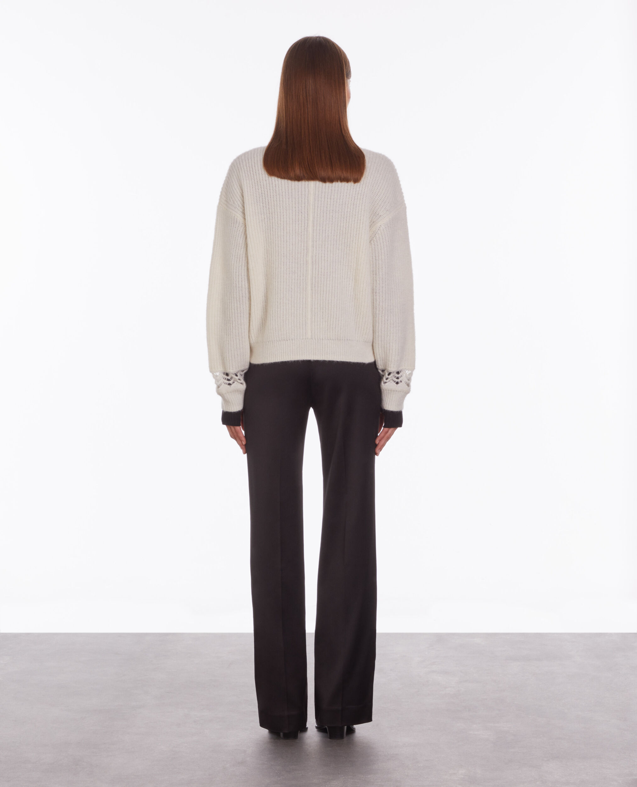 Cardigan écru en laine mélangée