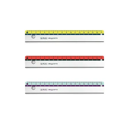 Herlitz Lineal my.pen 17 cm, 3 Stück je 1x rot, türkis, grün