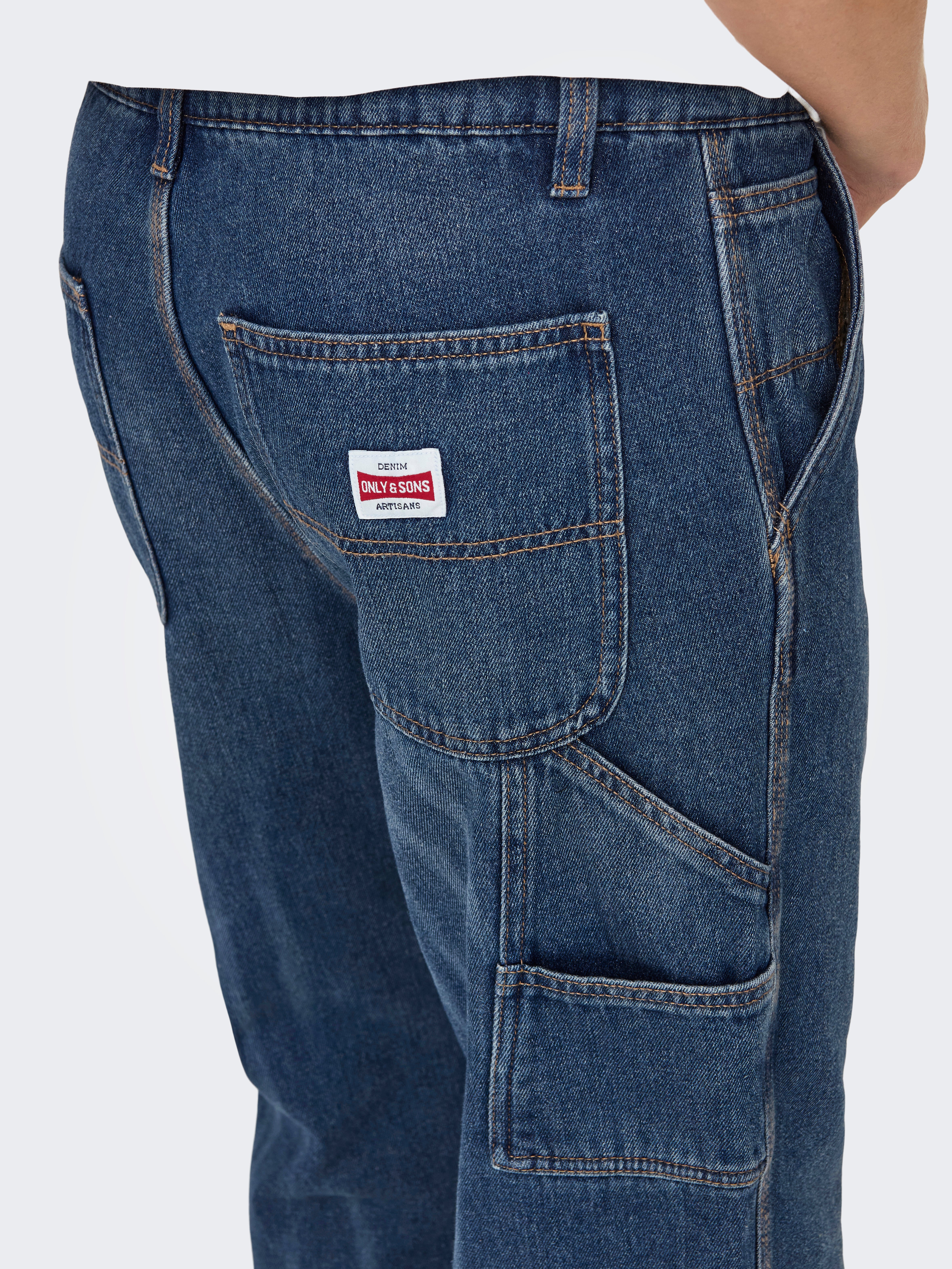 ONSEDGE Mittlere Taille Gerade geschnitten Jeans Dark Blue Denim