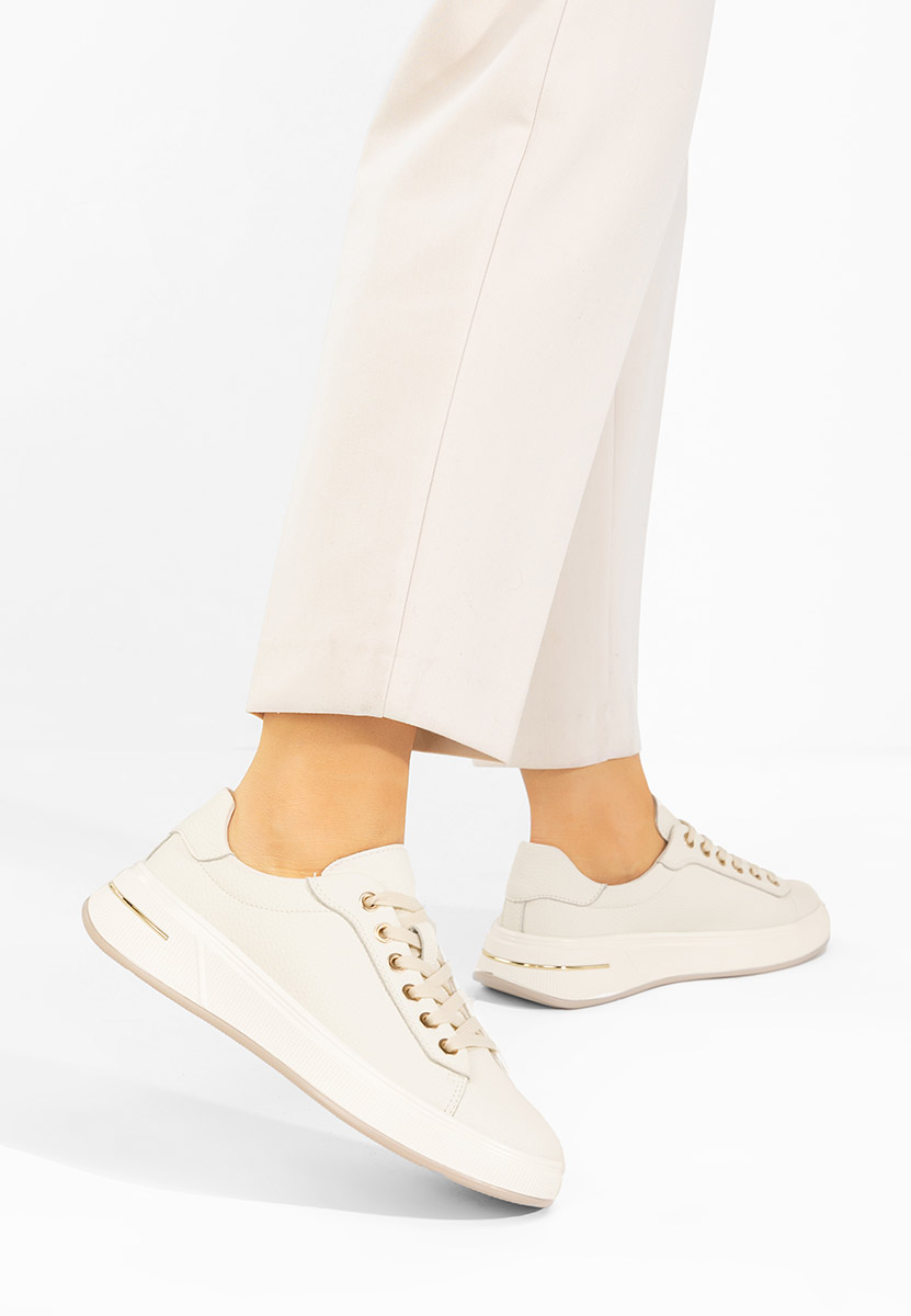 Baskets pour femme en cuir beige Issabel