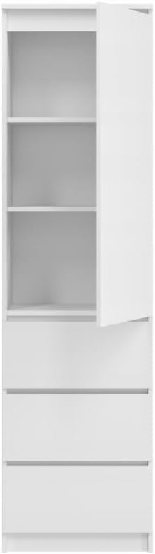BDW - Kleiderschrank mit Schubladen - Schrank mit 3 Schubladen, Regalen - Garderobenschrank 50 cm breit, 180.5 cm hoch, 40 cm tief - Schlafzimmer, Kinderzimmer, Wäscheschrank - Weiß