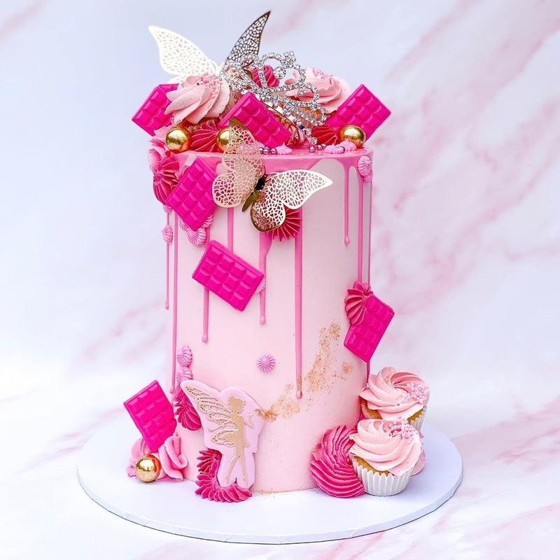 (12-tlg. Set) Kuchenstecker Schmetterling Tortenstecker Topper Dekoration für Torten / Kuchen - Roségold