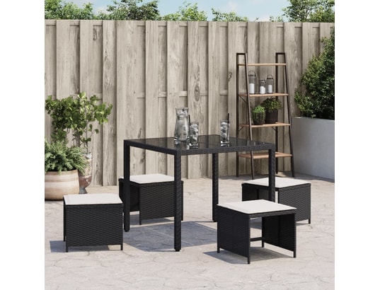 VIDAXL - Pouf Tabourets de jardin avec coussins 4 pcs noir 40x40x35 cm rot...