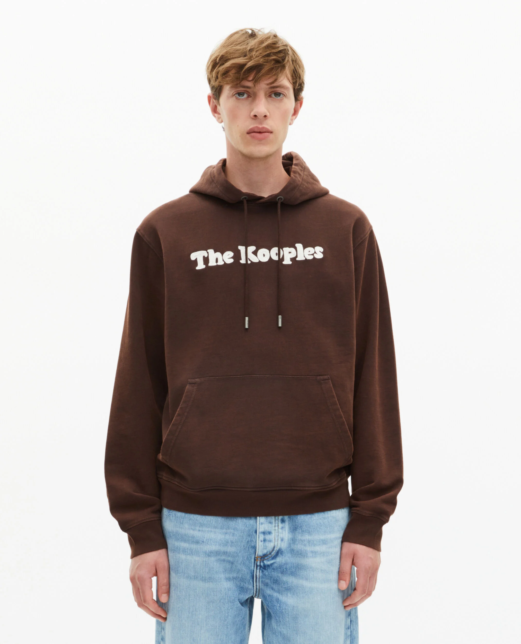 Sweatshirt à capuche avec broderie marron