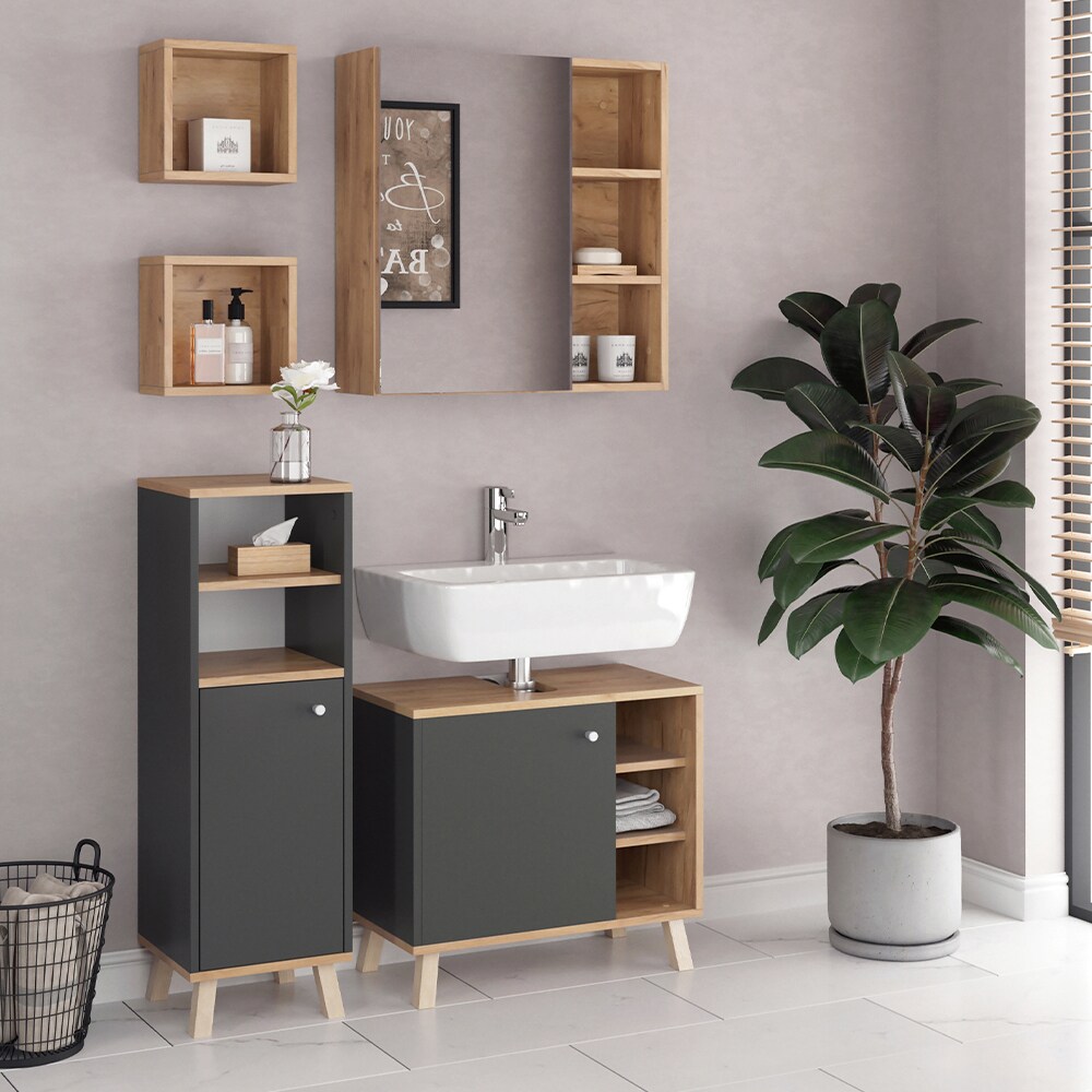 Vicco Badmöbelset Midischrank Waschtischunterschrank Spiegelschrank Senyo GK/ANT