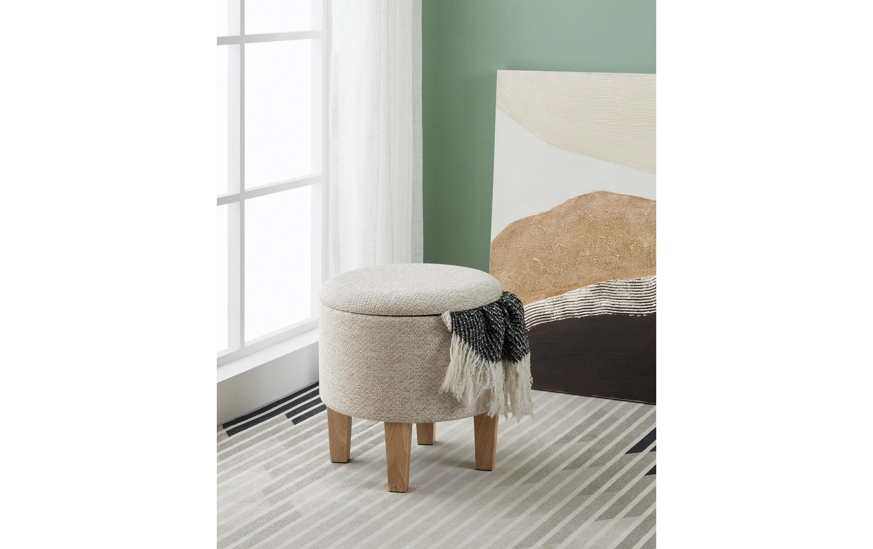 Hocker Mashike Ø 39 x 40 cm, Beige/BraunKlassischer Hocker für zusätzliche Sitzgelegenheit