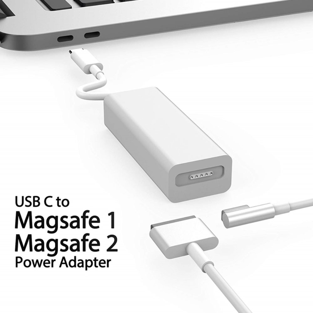 MagSafe 1 / Magsafe 2 45W / 60W USB C Adapter Konverter Kabel für 45W / 60W / 87W Netzteil MacBook Pro / MacBook Air - Weiss