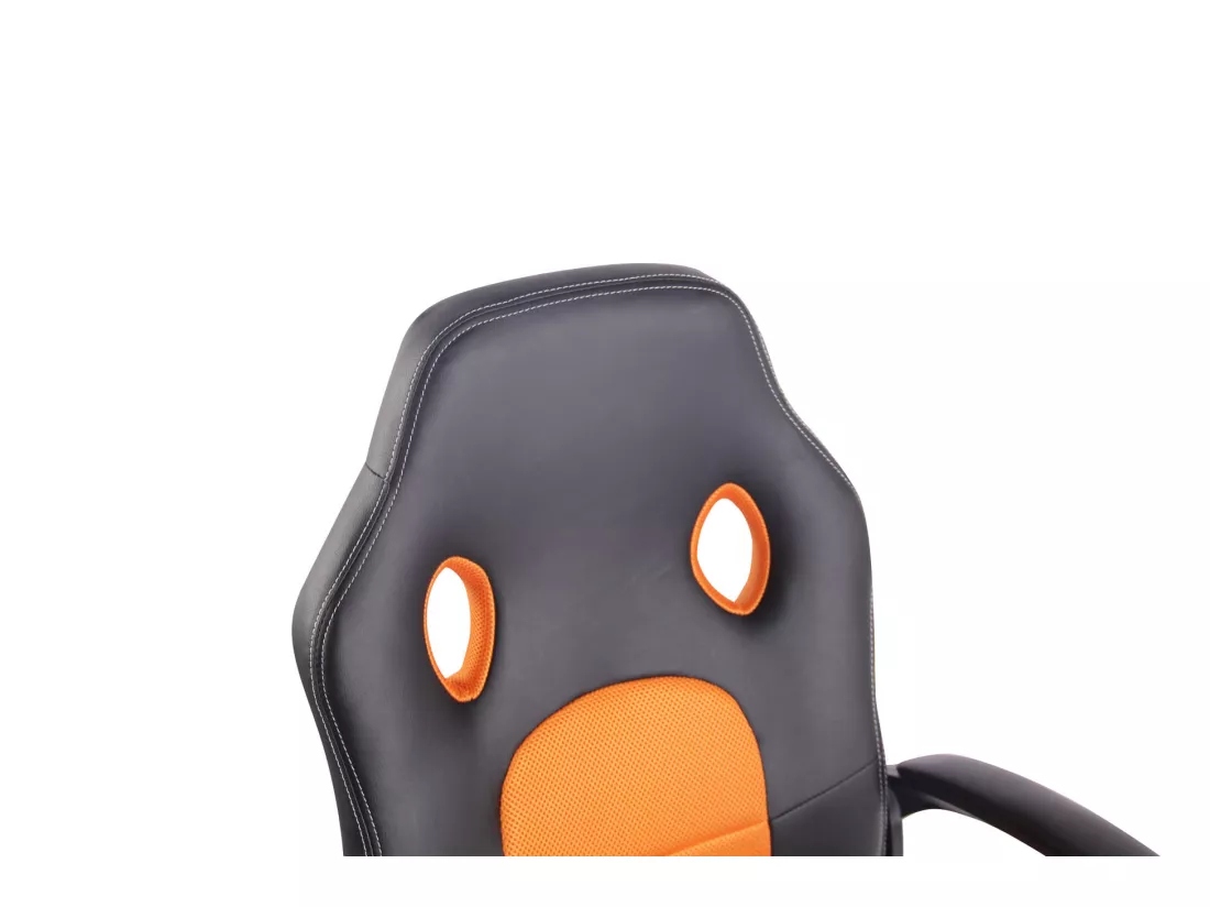 Chaise de bureau - Similicuir & Chrome - Noir / Orange - Elbing