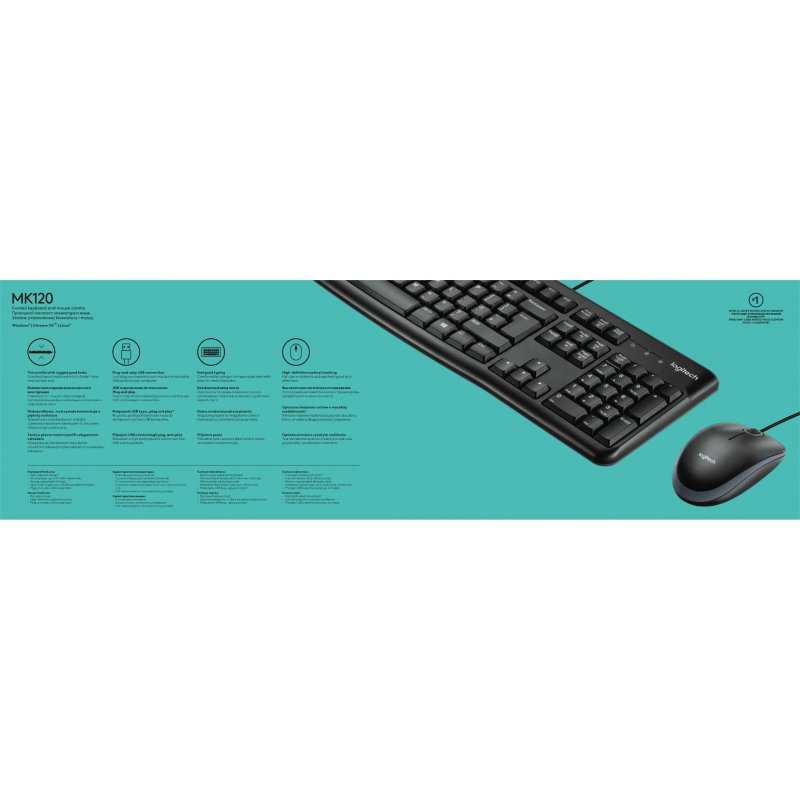 Ensemble clavier souris filaire MK 120 Logitech - AZERTY