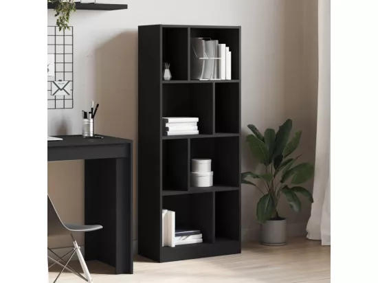 Bibliothèque noir 57x28,5x141 cm bois d'ingénierie