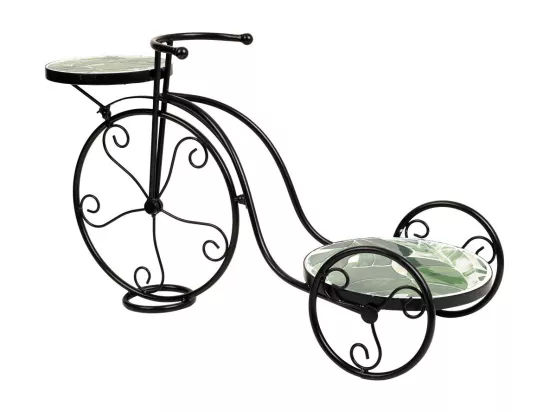 Support vélo en mosaïque et fer forgé noir 67x26.5x43h