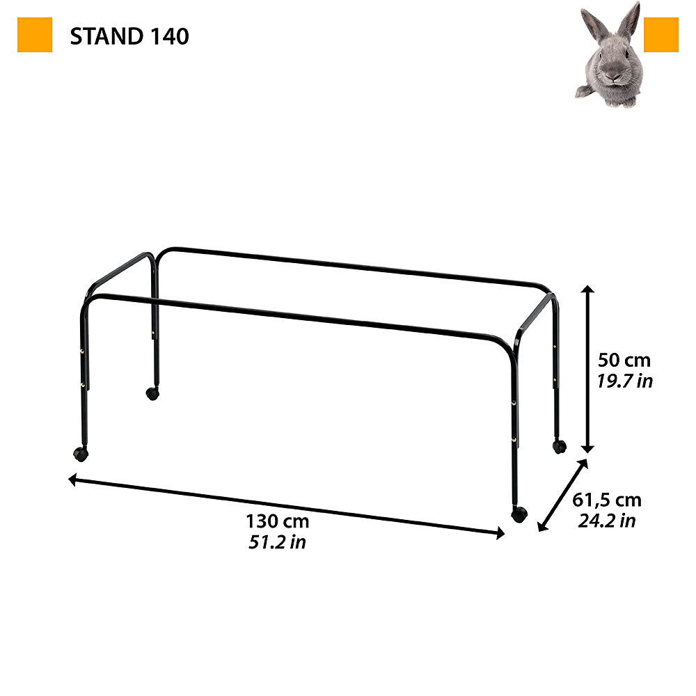 Supports pour cages à rongeurs ferplast stand 140 déplacement facile avec roulettes