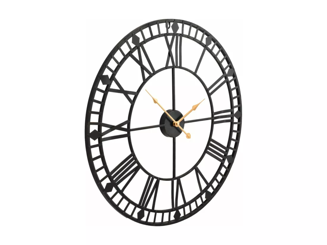 Horloge murale vintage avec mouvement à quartz Métal 60 cm XXL