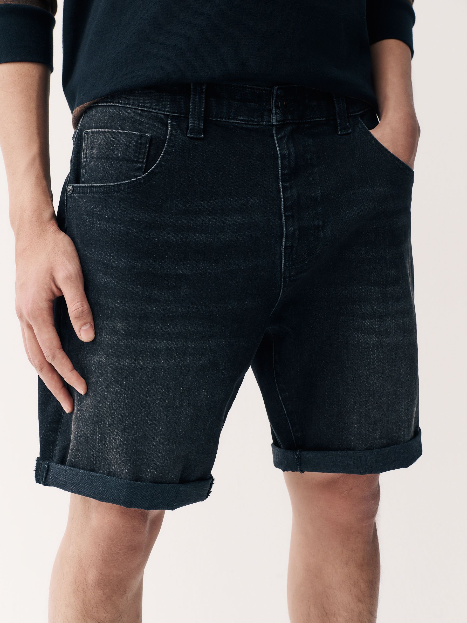 Zwart - Straight fit - Stretch denim short