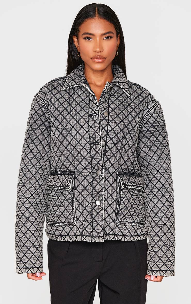 Manteau En Denim À Effet Matelassé Avec Détails De Poches