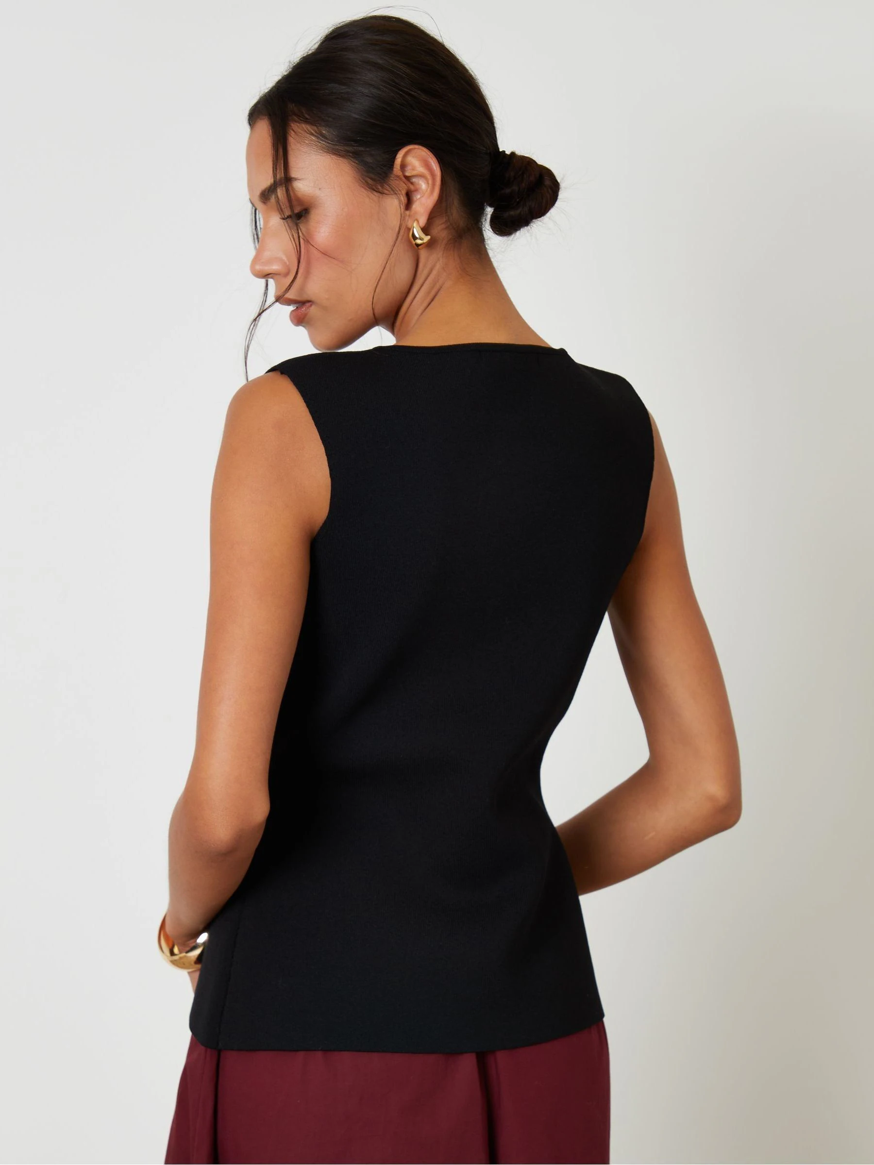 Zwart - Threadbare Ribbed Knitted Waistcoat