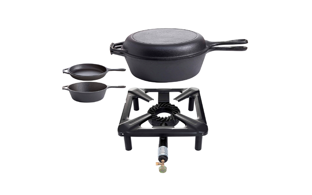 All Grill Hockerkocherset klein mit Gusseisenpfanne 26 cm ohne Zündsicherung