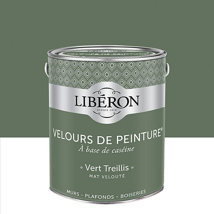 Peinture murs, plafonds et boiseries Velours de peinture vert treillis Libéron 2,5L