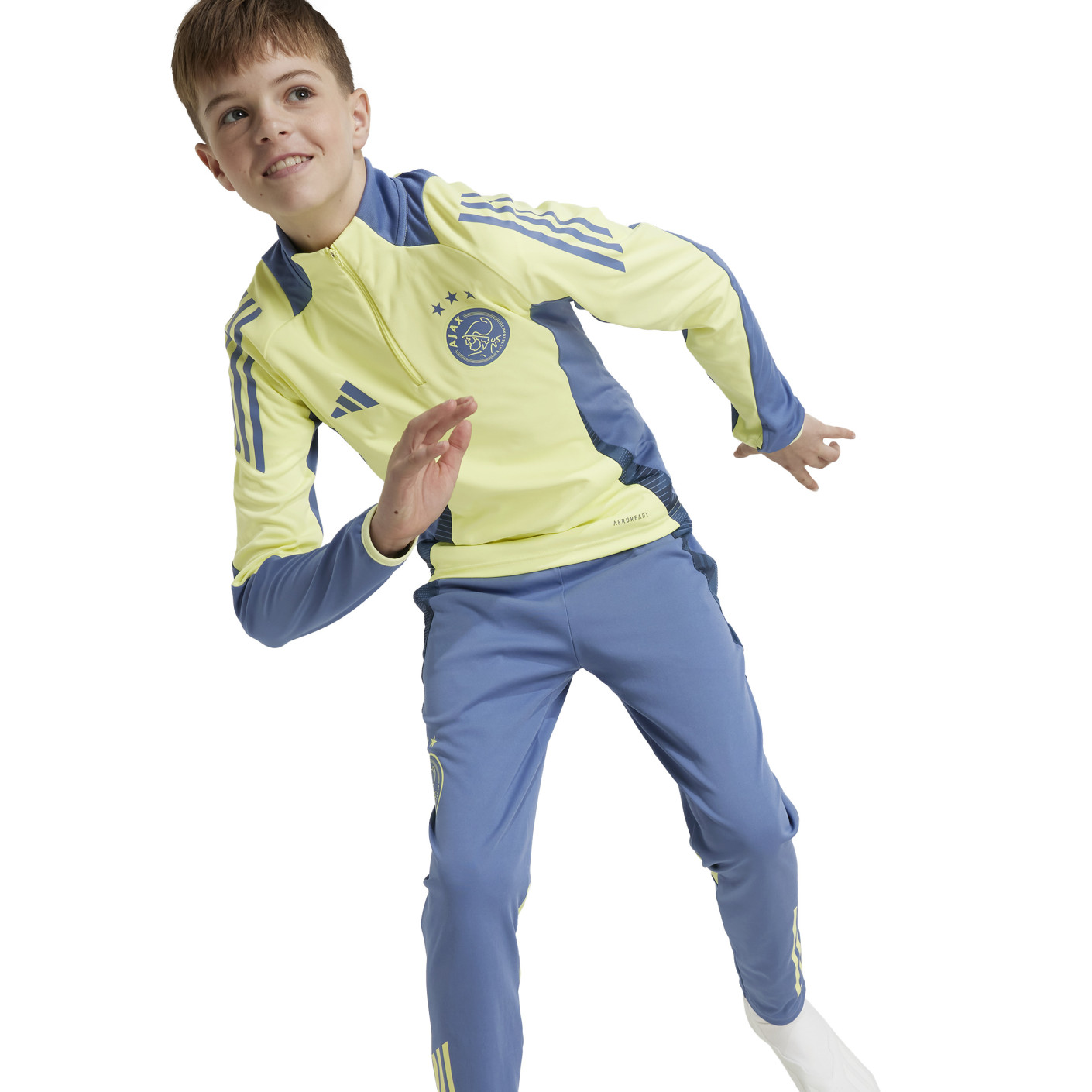 adidas Ajax Trainingspak 1/4-Zip 2024-2025 Kids Geel Blauw