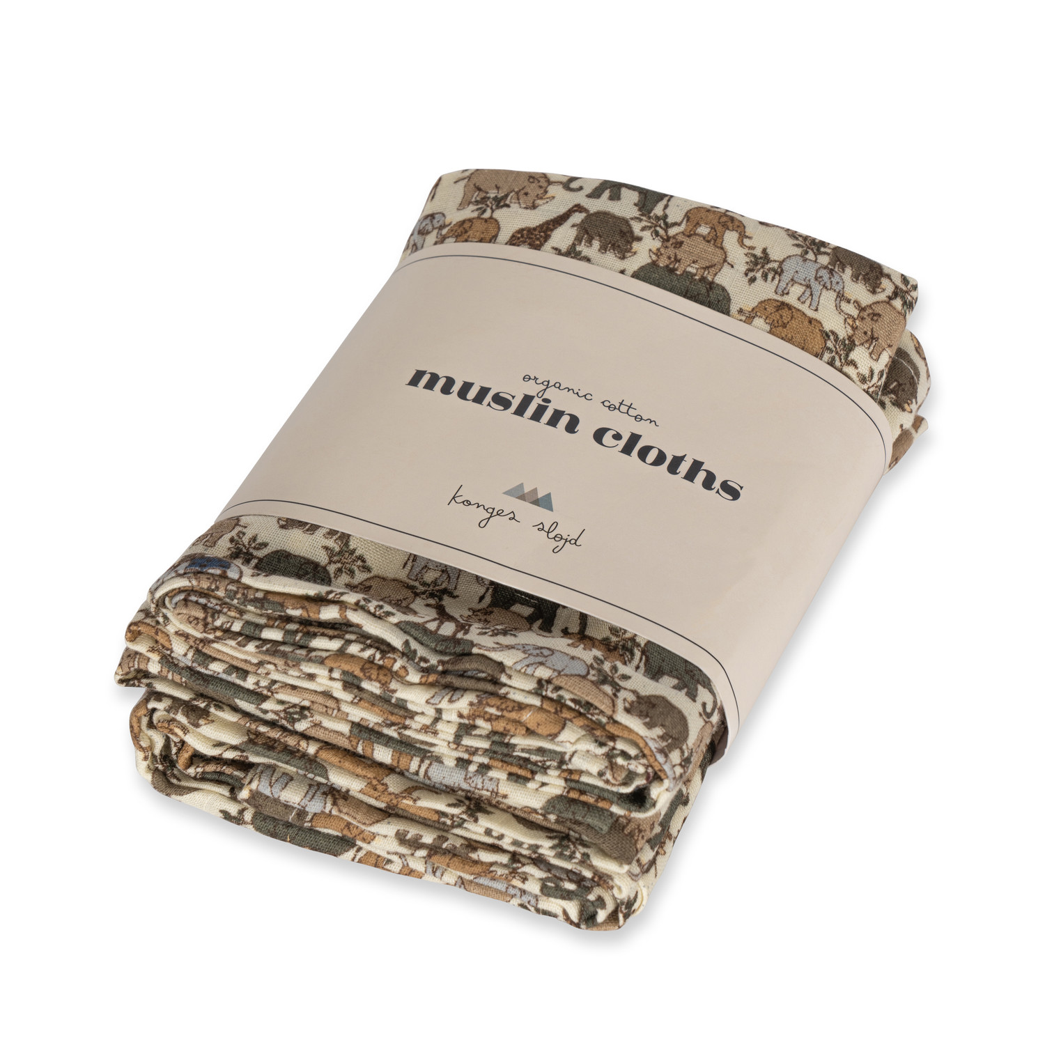 Konges Sløjd | 3 Pack Muslin Cloth Gots | Safari