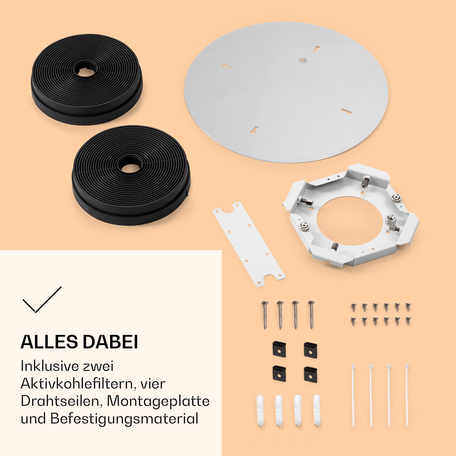 Skyfall Smart Inselabzugshaube Ø45cm Umluft 402m³/h LED Weiß/silber
