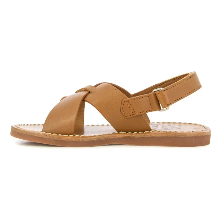 Pom d'Api Sandales Stitch Cross | Marron