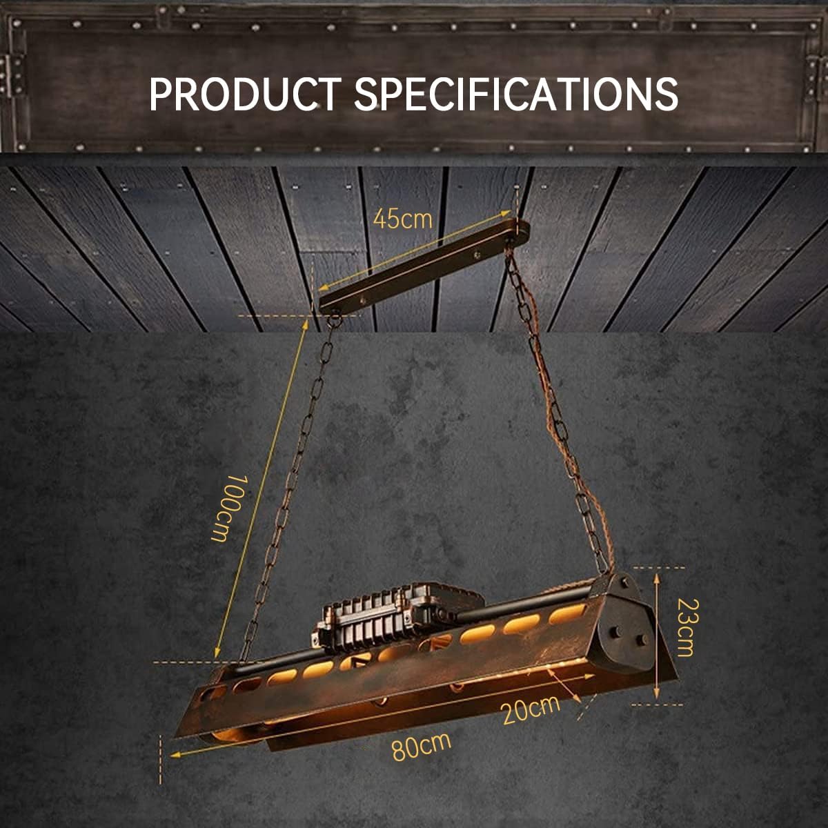 H.W.S Vintage Pendelleuchte industrial Eisen-Stil Hängelampe Esstisch E27 Pendellampe Retro Hängeleuchte Höhenverstellbar Kronleuchter Rostfarbe für Wohnzimmer Esszimmer schlafzimmer küche (Ø 80 Cm)