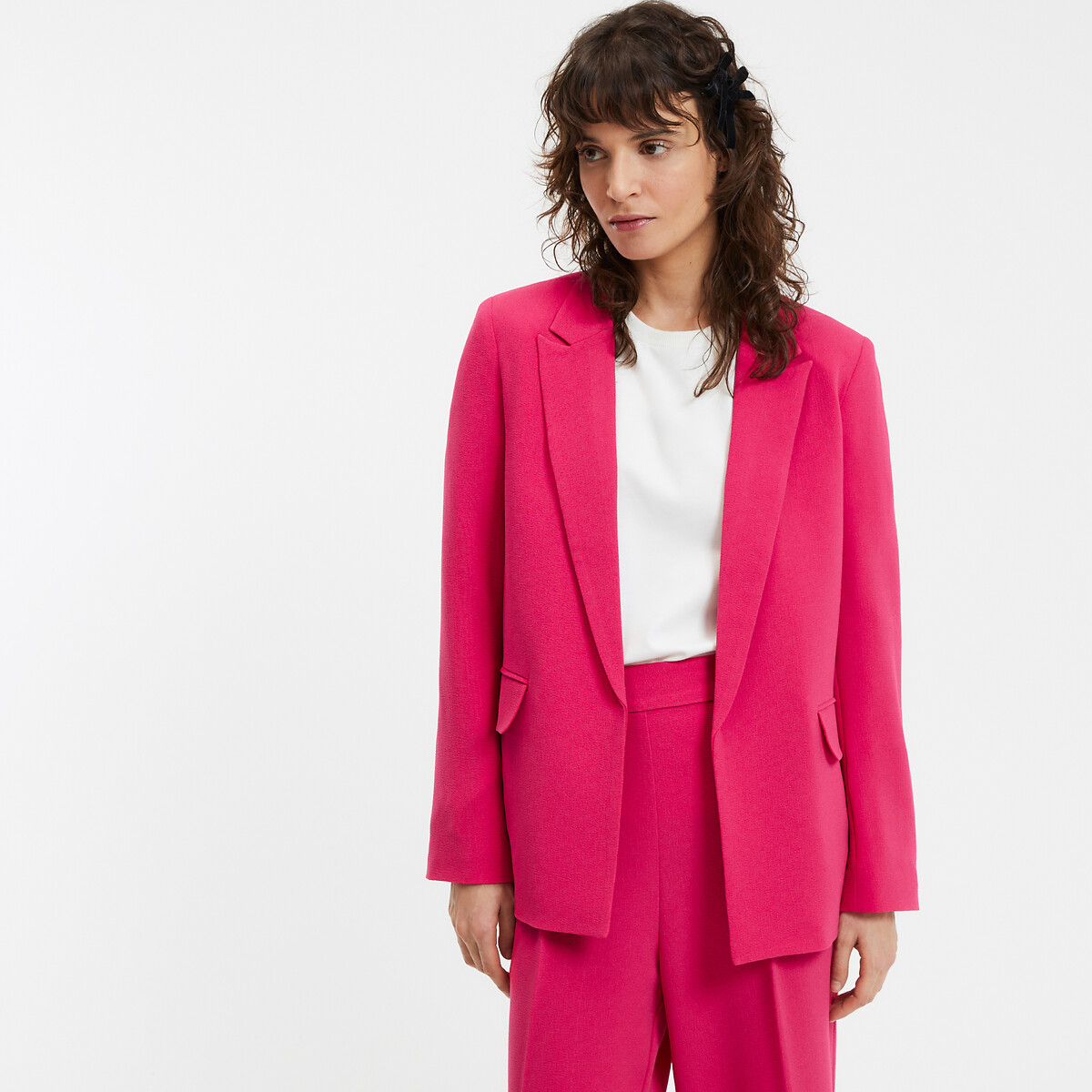 COLEÇÕES LA REDOUTE<br>Jaqueta solta sem botões, em crepe