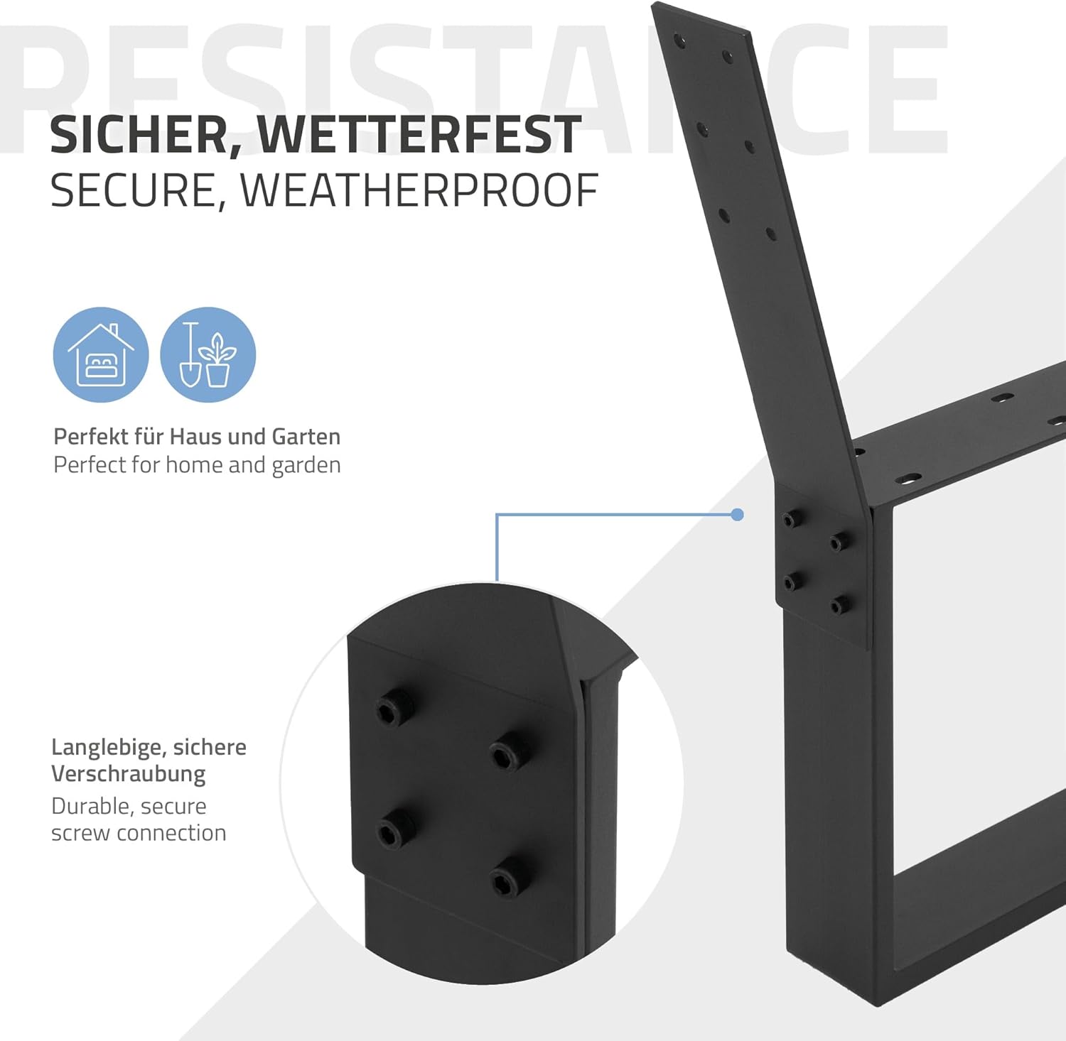 ML-Design 2 Stück Bankbeine aus Stahl massiv 40x78,5cm Schwarz Bankgestell aus Metall mit Rückenlehne für Außenbereich, DIY Gartenbank, stabil wetterfest rostfrei, Bankkufen Bankfüße Parkbank Sitzbank