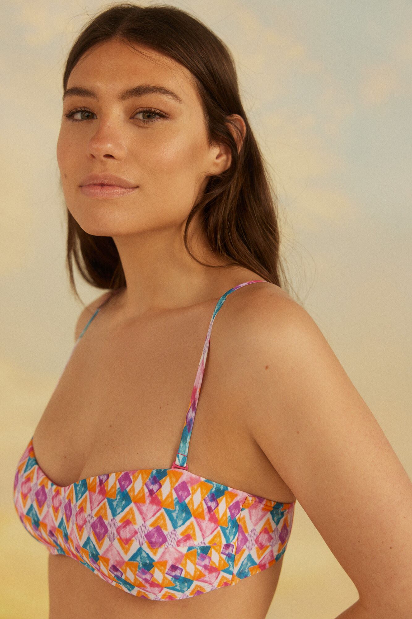 Top de biquíni bandeau - Laranja