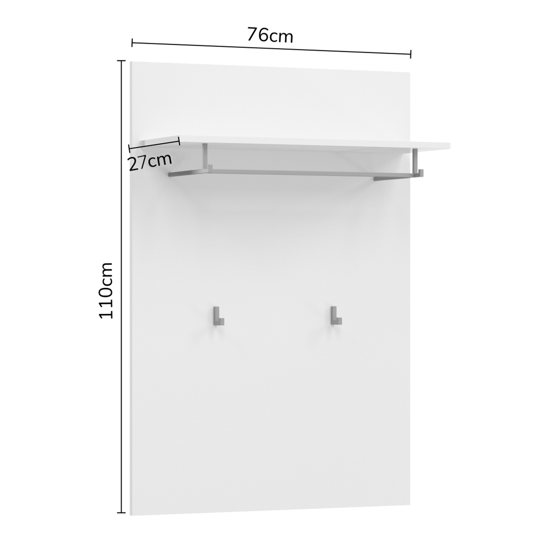 Garderobenpaneel TORINO - weiß - mit Hutablage - 110 cm
