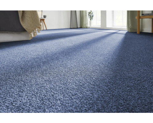 Velours tapijt Ines blauw 400 cm breed (per meter verkocht)