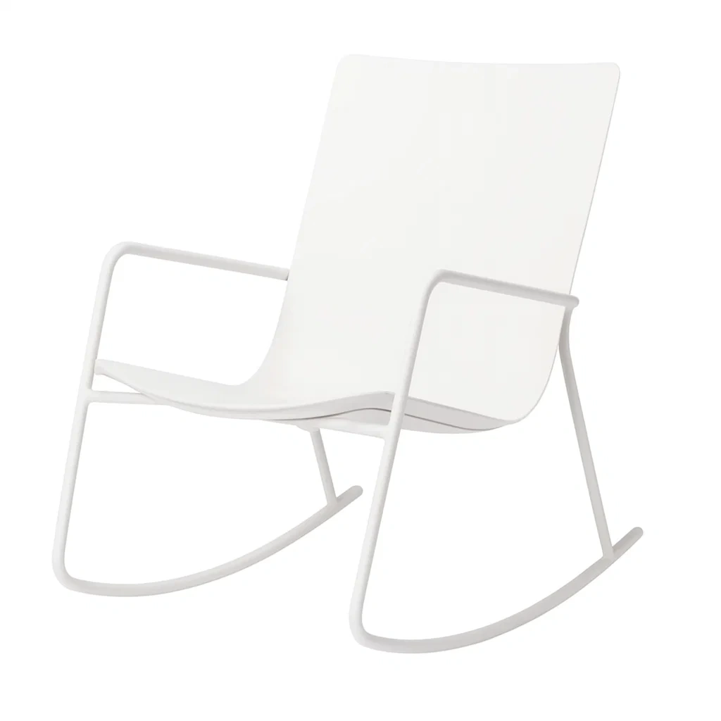 Fauteuil à bascule en métal blanc