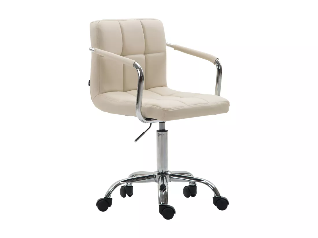 Chaise de bureau - Similicuir & Chrome - Crème - Lucy V2