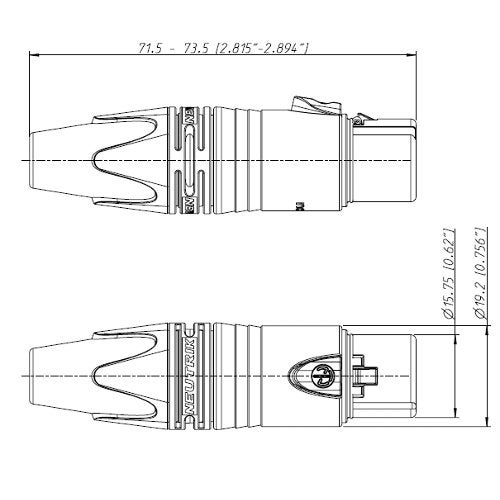 Neutrik NC3FXX-B 3p. XLR kabeldeel female zwart, verguld