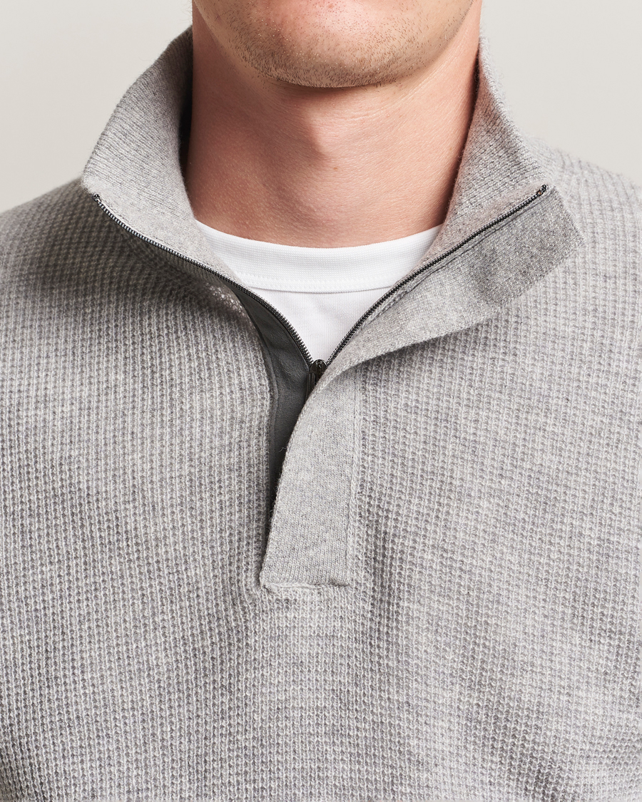 Canali Wool/Cashmere Half Zip Light Grey