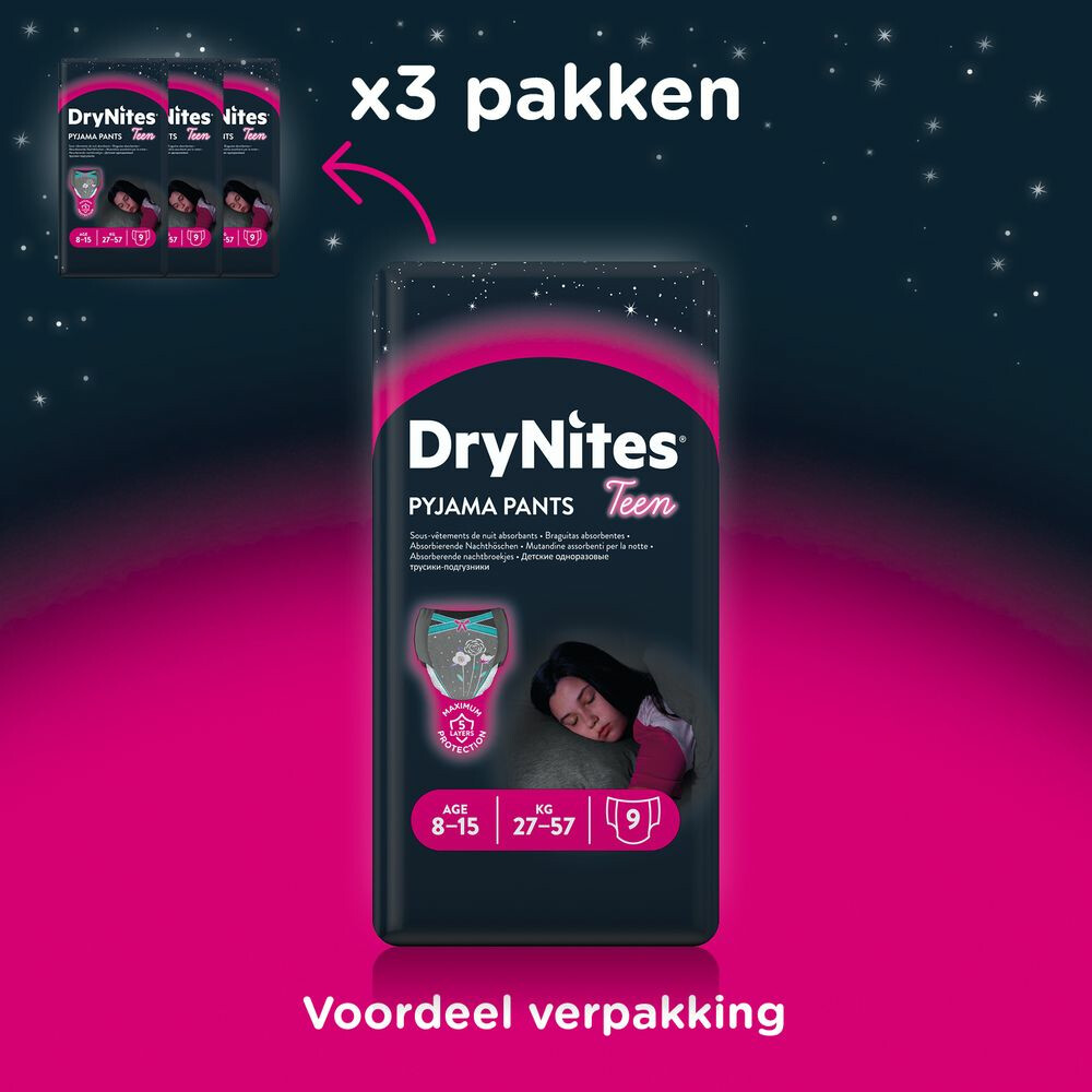 DryNites Absorberende Luierbroekjes Girl 8-15 jaar9 stuks