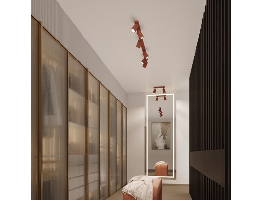 SOLLUX LIGHTING - Plafonnier karbon 3p rouge ocre