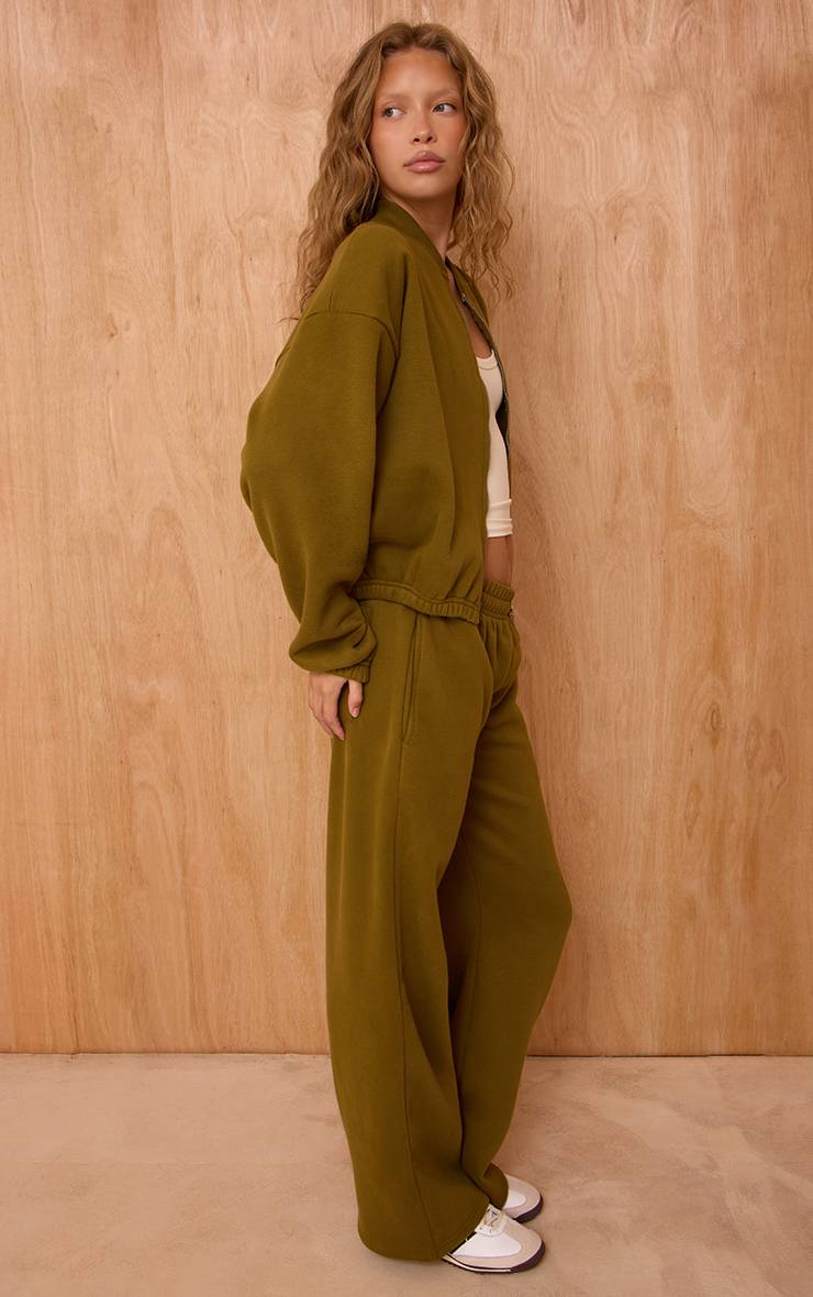 Vert Olive Veste Bomber Molletonnée