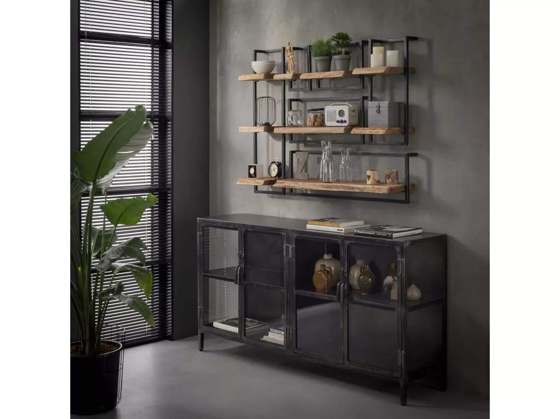 Etagère murale bois métal 20 cm MELBOURNE