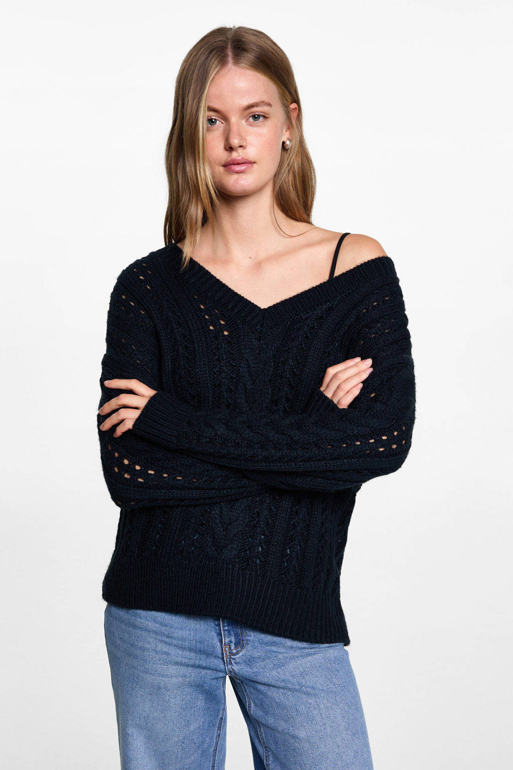 MANGO TEEN trui marine grof gebreid
