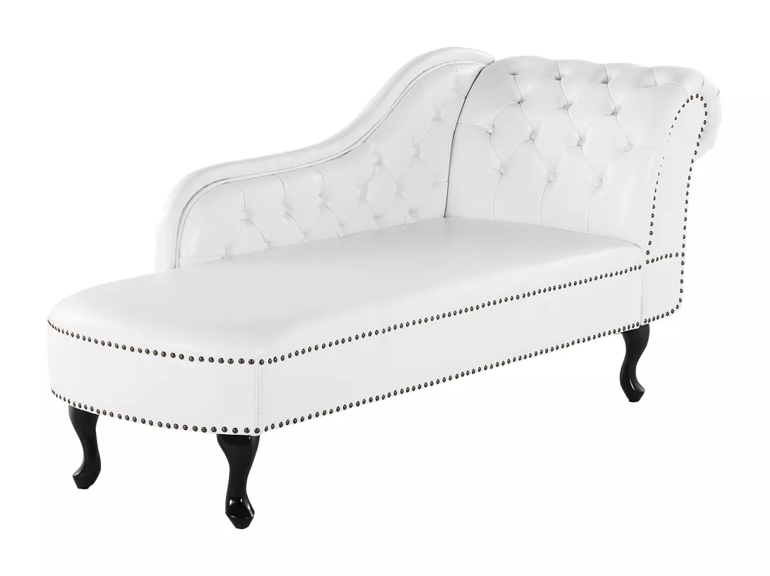 Méridienne Chesterfield blanche brillante côté droit NIMES