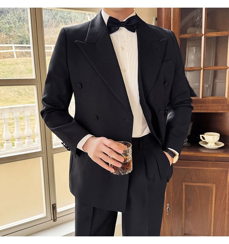 Deepwood - Dubbelrijs effen blazer / pantalon / set