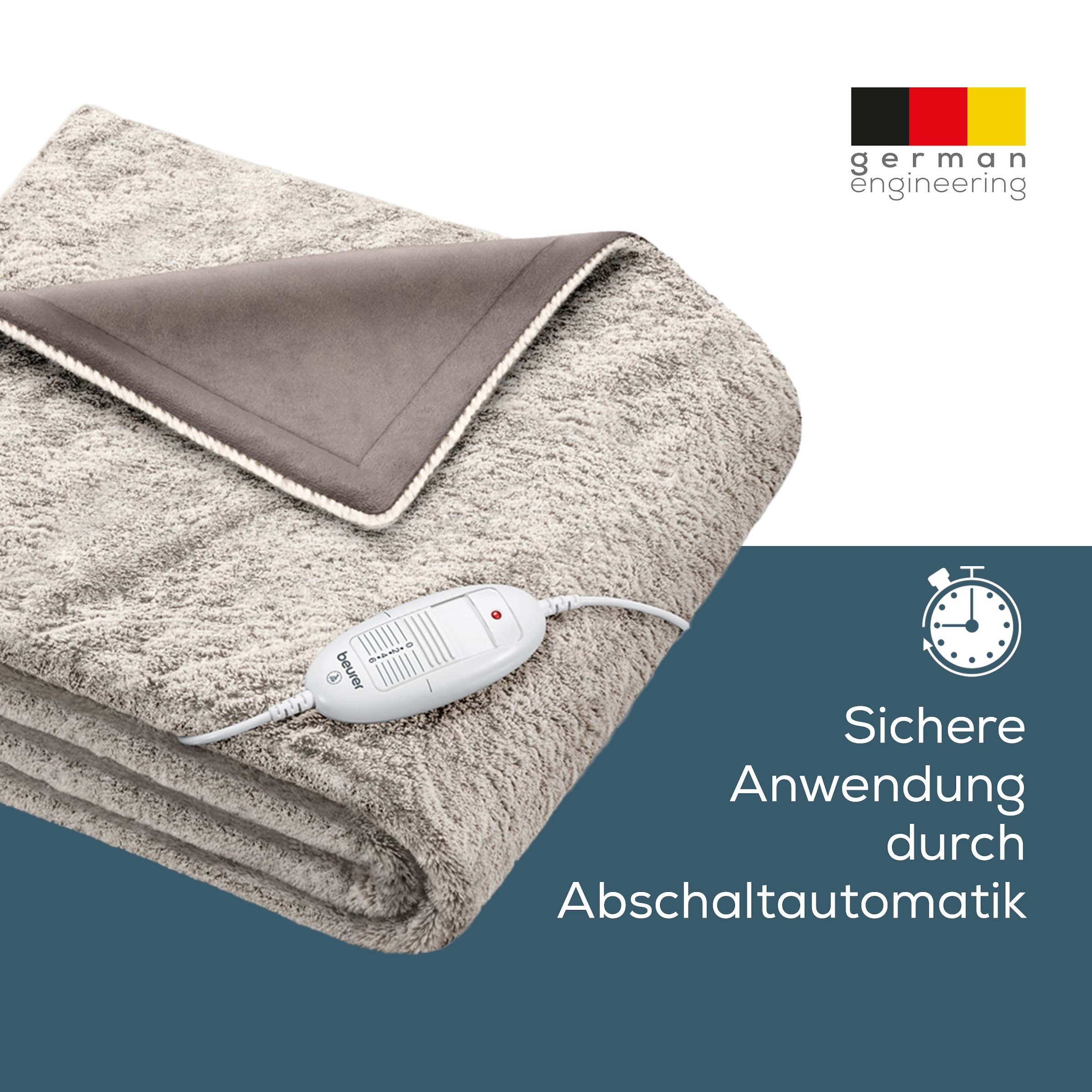 BEURER Heizdecke »HD 75 nordic taupe, elektrische Wärmedecke zum Einkuscheln« 6 Temperaturstufen, kuscheliges Material, maschinenwaschbar
