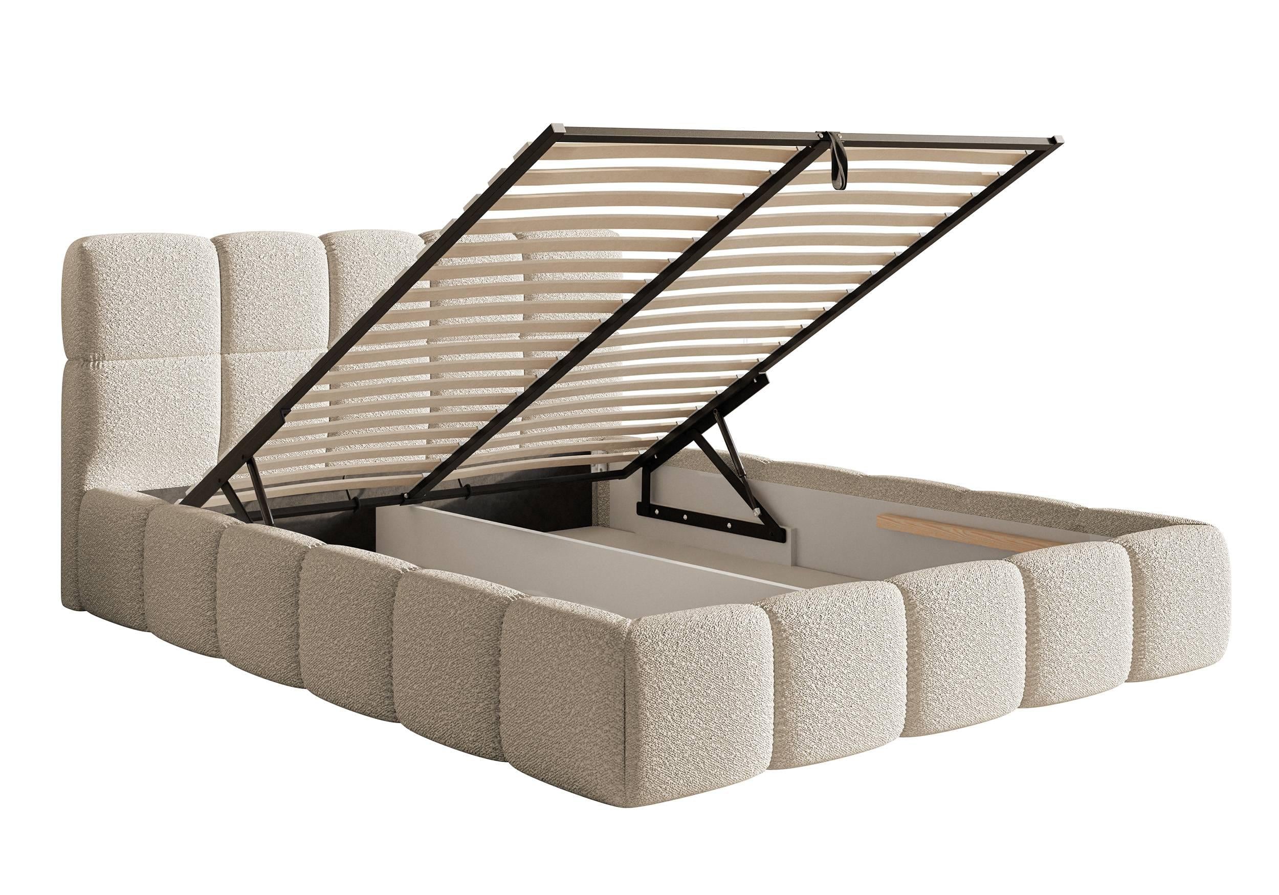 NADUVI Collection Bedframe Chloe bouclé met opbergruimte 180 x 200 cm