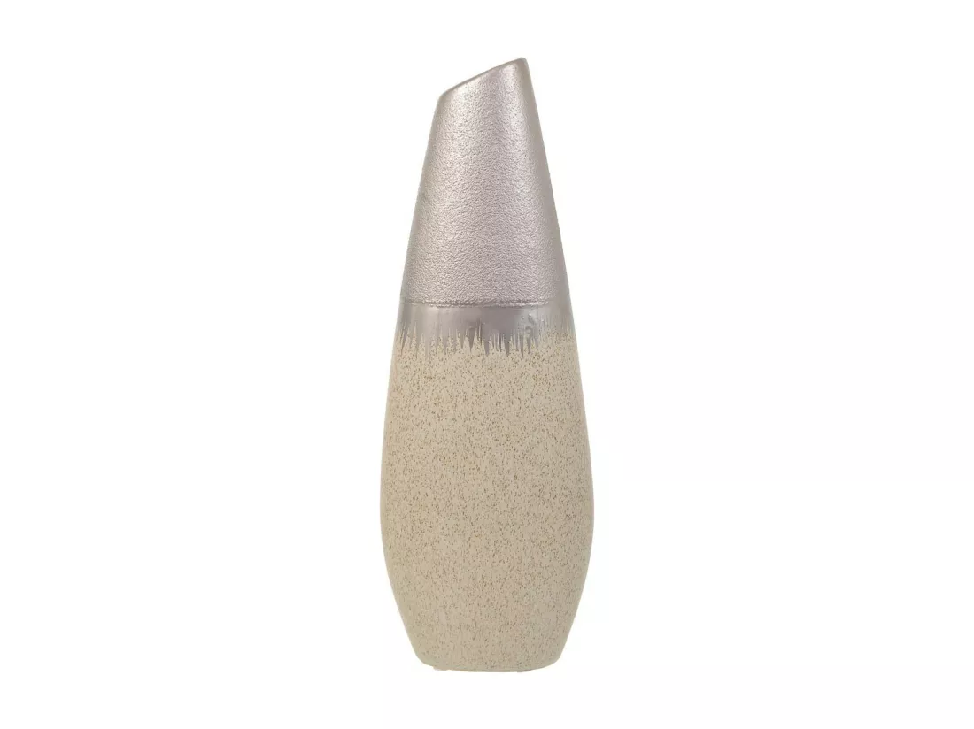 Vase en céramique argentée 12x7x35h